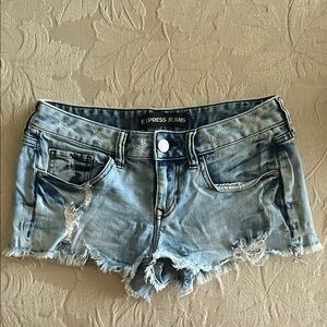 Express Blue Distressed Jean Shorts